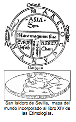San Isidoro de Sevilla,  mapa del mundo incorporado al libro XIV de las Etimologías.  