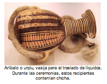 Aríbalo o urpiu, vasija para el traslado de líquidos. Durante las ceremonias, estos recipientes contenían chicha. 