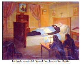 Text Box:   Lecho de muerte del General Don Josï¿½ de San Martï¿½n 