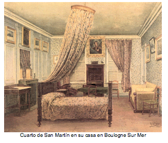Text Box:   Cuarto de San Martï¿½n en su casa en Boulogne Sur Mer 