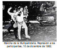 Marcha de la Multipartidaria. Represin a los participantes, 10 de diciembre de 1982.  