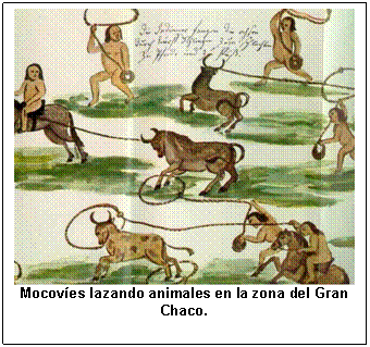 Mocoves lazando animales en la zona del Gran Chaco.  