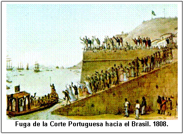 Fuga de la Corte Portuguesa hacia el Brasil. 1808.  