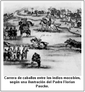 Carrera de caballos entre los indios mocobes, segn una ilustracin del Padre Florian Paucke.