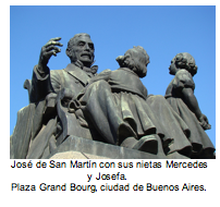 Text Box:   Jos de San Martn con sus nietas Mercedes y Josefa.  Plaza Grand Bourg, ciudad de Buenos Aires. 