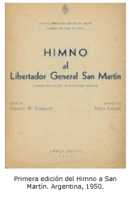 Primera edición del Himno a San Martín. Argentina, 1950. 
